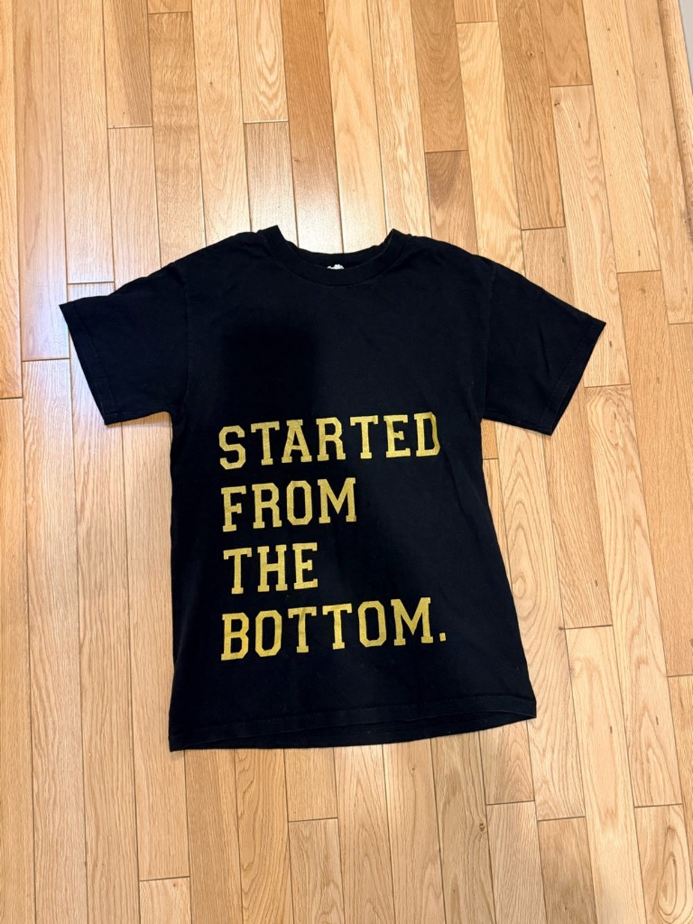 Black Drake Concert Tee with Gold Text "Started From The Bottom"